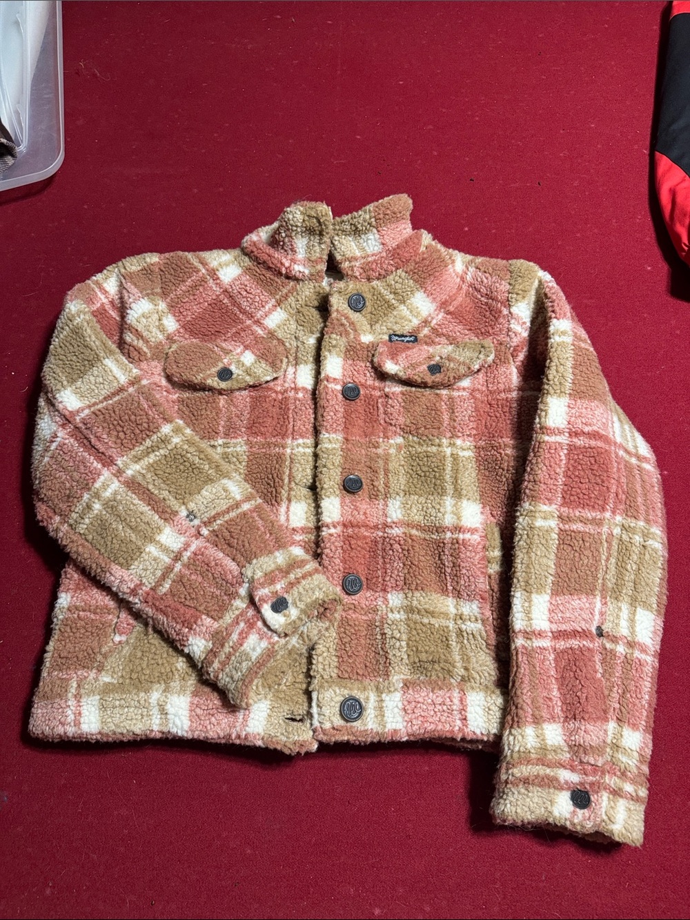 Wrangler Pink & Tan Sherpa Plaid Jacket